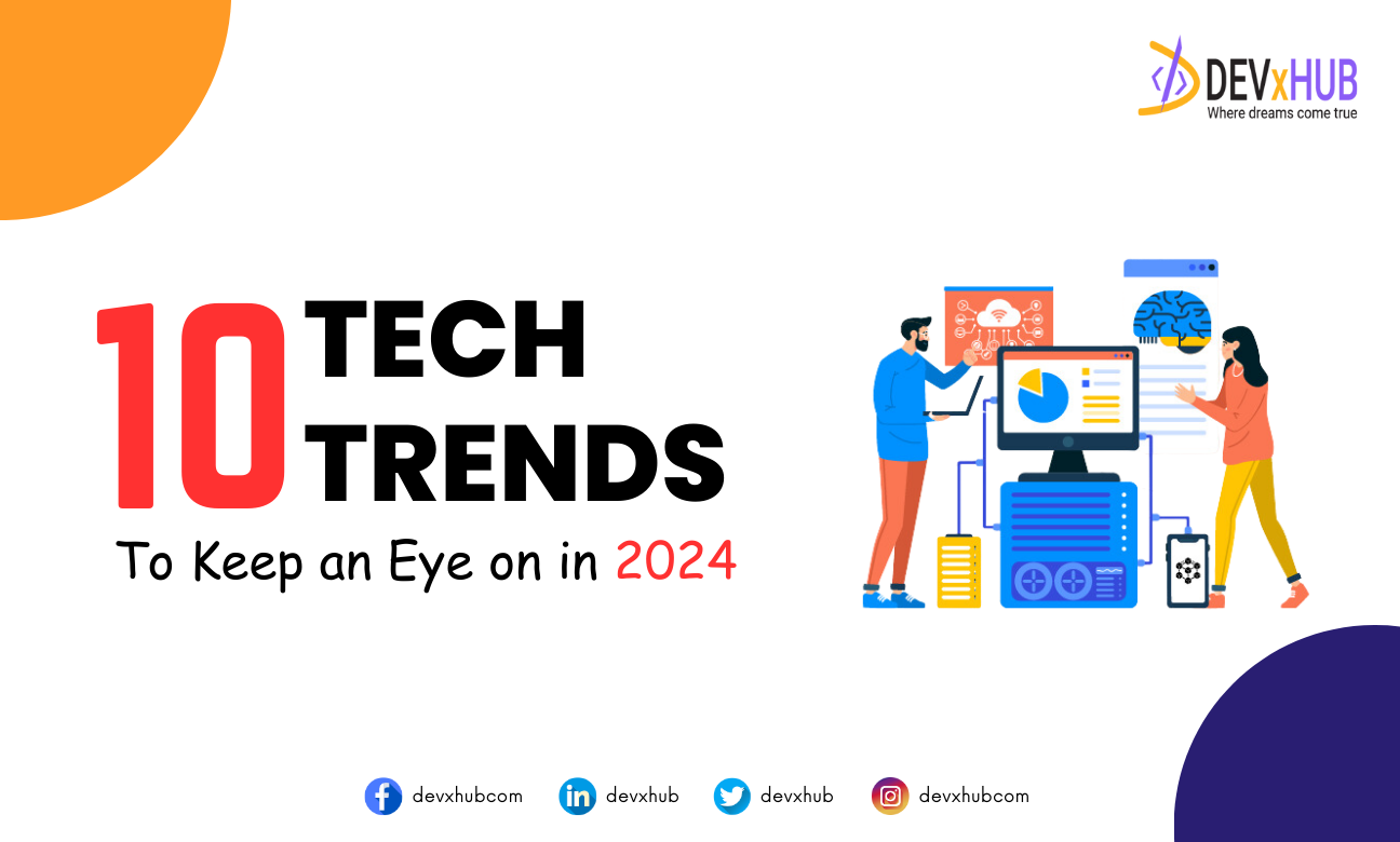 10 Tech Trends to Keep an Eye on in 2024 – Devxhub blog hero image